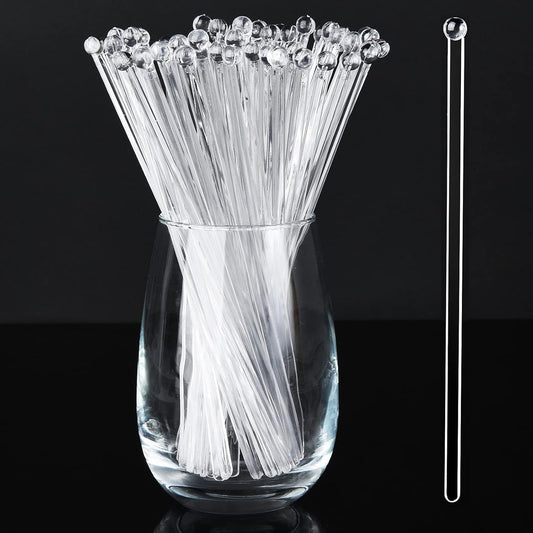 ALINK 50 Counts Gold Glitter Plastic Swizzle Sticks, Crystal Cake Pops, Cocktail Coffee Drink Stirrers, 7.24 Inch