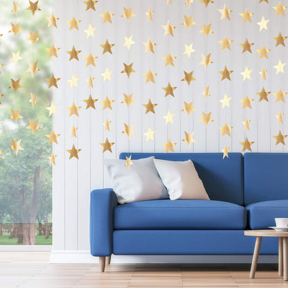 Patelai Glitter Star Garland Banner 2026 Graduation Decor 130 Feet Star Hanging Banner Twinkle Backdrop for Party Birthday Classroom Wedding Supplies(Gold)