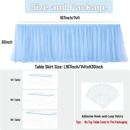 72inch Champagne Gold Tulle Table Skirts for Rectangle Round Tables, Gold Grim Ruffle Tulle Tutu Cloth Table Skirt 6ft for Wedding Birthday Party Cake Dessert Decor(No Top Cover)