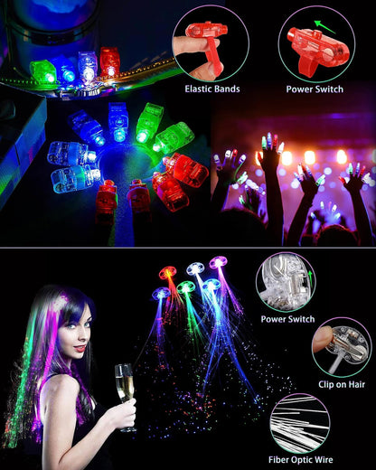 275 PCS Glow in the Dark Party Supplies for Kids Adults, Light Up Party Favors, Glow Sticks Bulk Party Pack Bracelets Finger Lights Glasses Headband LED Light Hair Wedding Birthday New Year Halloween