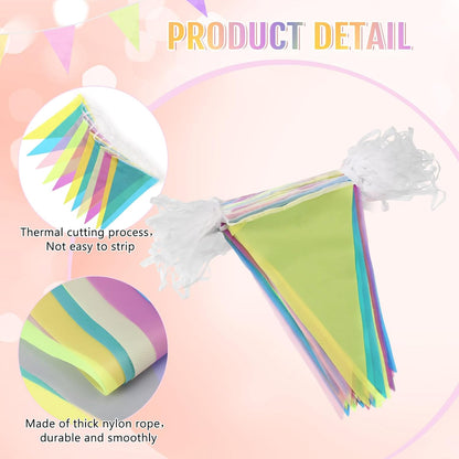 Tatuo 200 Feet Solid Pennant Banners Flags String Triangle Hanging DIY Bunting Flags Party Decorations for Grand Opening Party Banners for Kids Birthday, Shops (White)