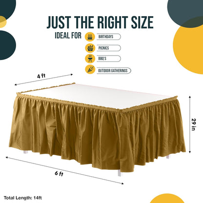 Exquisite Ruffle Table Skirt Black 6 Pack 14 Ft Long Table Skirts for Rectangle Tables 6ft Plus or Round Tables Skirts with Adhesive Strip for Gender Reveal Decor & Happy Birthday Parties