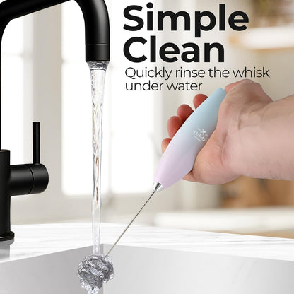Zulay Kitchen Powerful Milk Frother Wand With Duracell Batteries - Ultra Fast Handheld Drink Mixer - Electric Whisk Foam Maker for Coffee, Lattes, Cappuccino & Matcha - Z1 Motor - Black - Colors A