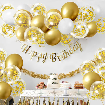 Gold Confetti Balloons, 50 Pcs 12 Inch, Glitter Gold Confetti Party Balloons, Party Decorations, Birthday Wedding Baby Shower Party Balloons Decorations