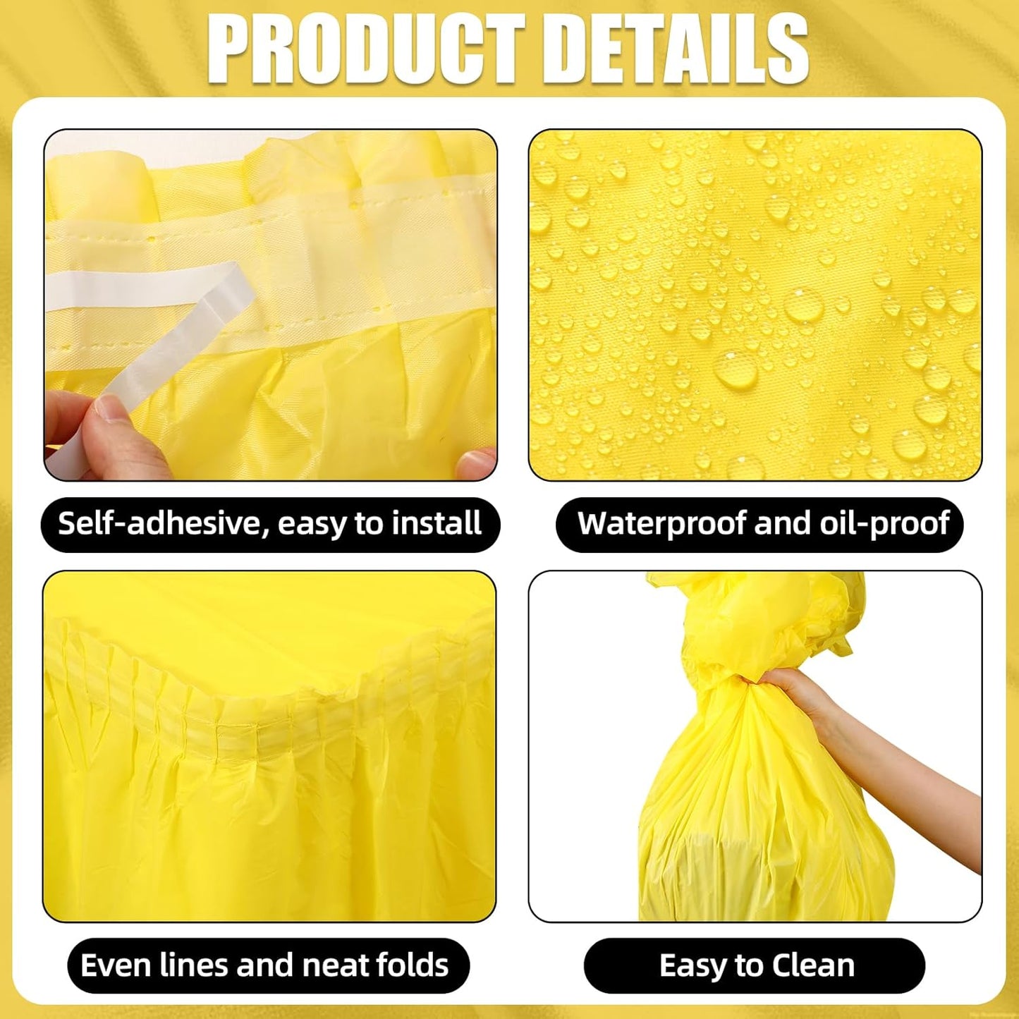 Oudain 6 Pcs Plastic Table Skirts and Stainproof Table Cloths 54 x 108 in Plastic Ruffle Tablecloth 168 x 29 Inches Disposable for Wedding Baby Shower Valentine Spring Easter Party(White)