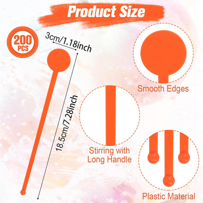 100Pcs Cocktail Swizzle Sticks, 7 Inches Disposible Plastic Disc Top Drink Stirrers Black Drinks Mixing Rod for Coffee Milk Cocktail Whiskey Beverage Bar (Black)