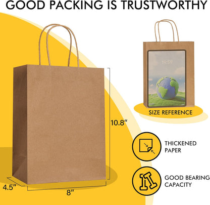 RACETOP 32 Pack Small Paper Gift Bags with Handles, 5.8"×3.2"×8.25" Kraft Paper Party Favor Bags Bulk for Kids Birthday, Baby Shower, Crafts, Wedding, Party Supplies (8 Colors)