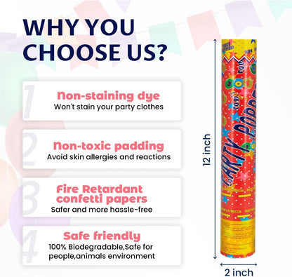 12 Pack Red Biodegradable Confetti Cannon-Confetti Poppers for Wedding, Graduation, Birthday, New Year's Eve Celebration Valentines Day Wedding Engagement Anniversary Bridal Shower Party Supplies