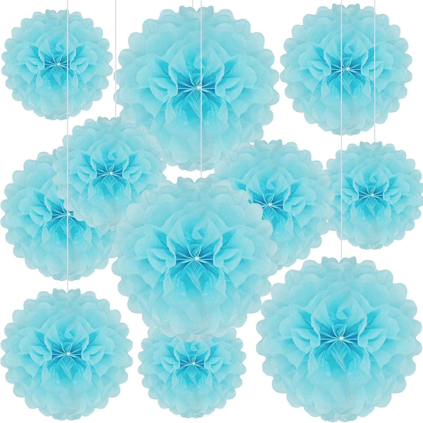 20 PCS Orange Tissue Paper Pom Poms, Tissue Pom Poms Flowers, Sizes of 6", 10", 12", 14" Hanging Paper Flower Ball for Wedding, Birthday, Halloween, Christmas, Baby Shower Party Decor