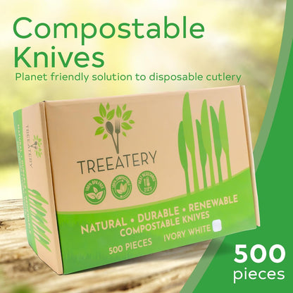 Compostable Cutlery Set, Plant-Based Compostable Utensils Disposable, Dishwasher-Safe Compostable Silverware, 380-Piece Disposable Cutlery, Plant a Tree with Every Box, Ivory White