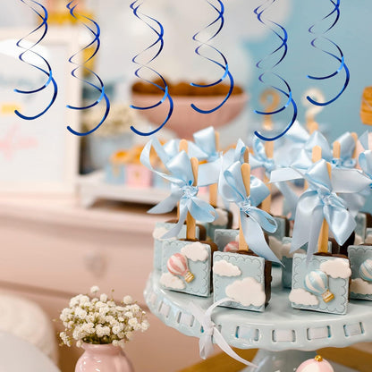 30 Pieces Iridescent White Hanging Swirls, Foil Swirl Hanging Decorations Plastic Steamers for Ceiling, Dangling Whirls Wedding Baby Shower Birthday Party Decorations