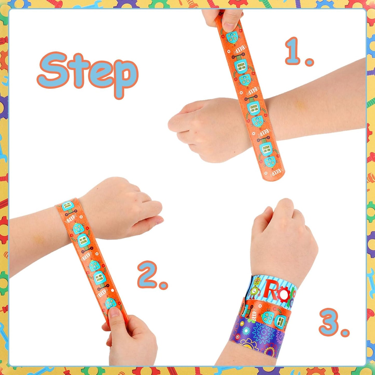 Serencatcher 48pcs Slap Bracelets Party Favors for Birthday Baby Shower Party Supplies Gifts