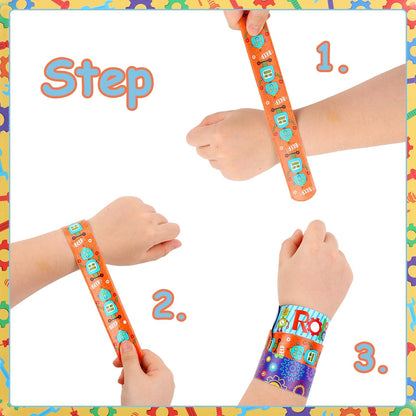 Serencatcher 48pcs Slap Bracelets Party Favors for Birthday Baby Shower Party Supplies Gifts