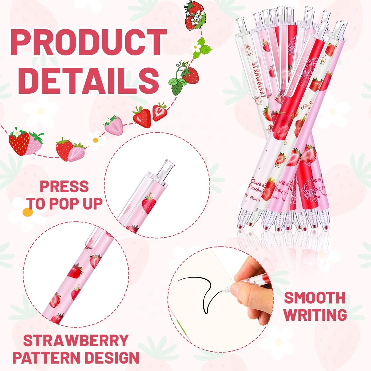 24 Pcs Strawberry Party Favors Include 12 Mini Spiral Strawberry Notebooks and 12 Strawberry Pens Gifts for Strawberry Party Favor Bags Stuffers Teachers School Supplies and Class Reward Prizes