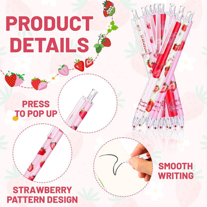 24 Pcs Strawberry Party Favors Include 12 Mini Spiral Strawberry Notebooks and 12 Strawberry Pens Gifts for Strawberry Party Favor Bags Stuffers Teachers School Supplies and Class Reward Prizes