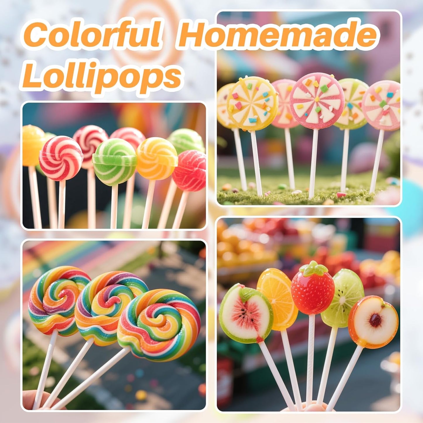 RAINFLOW 600 Pcs Cake Pop Sticks and Wrappers Kit - Lollipop Sticks and Wrappers Including 200ct Cake Pop Stick, 200ct Treat Bags, 200 Pcs Twist Ties for Cakepop, Lollipop, Candy, Chocolate