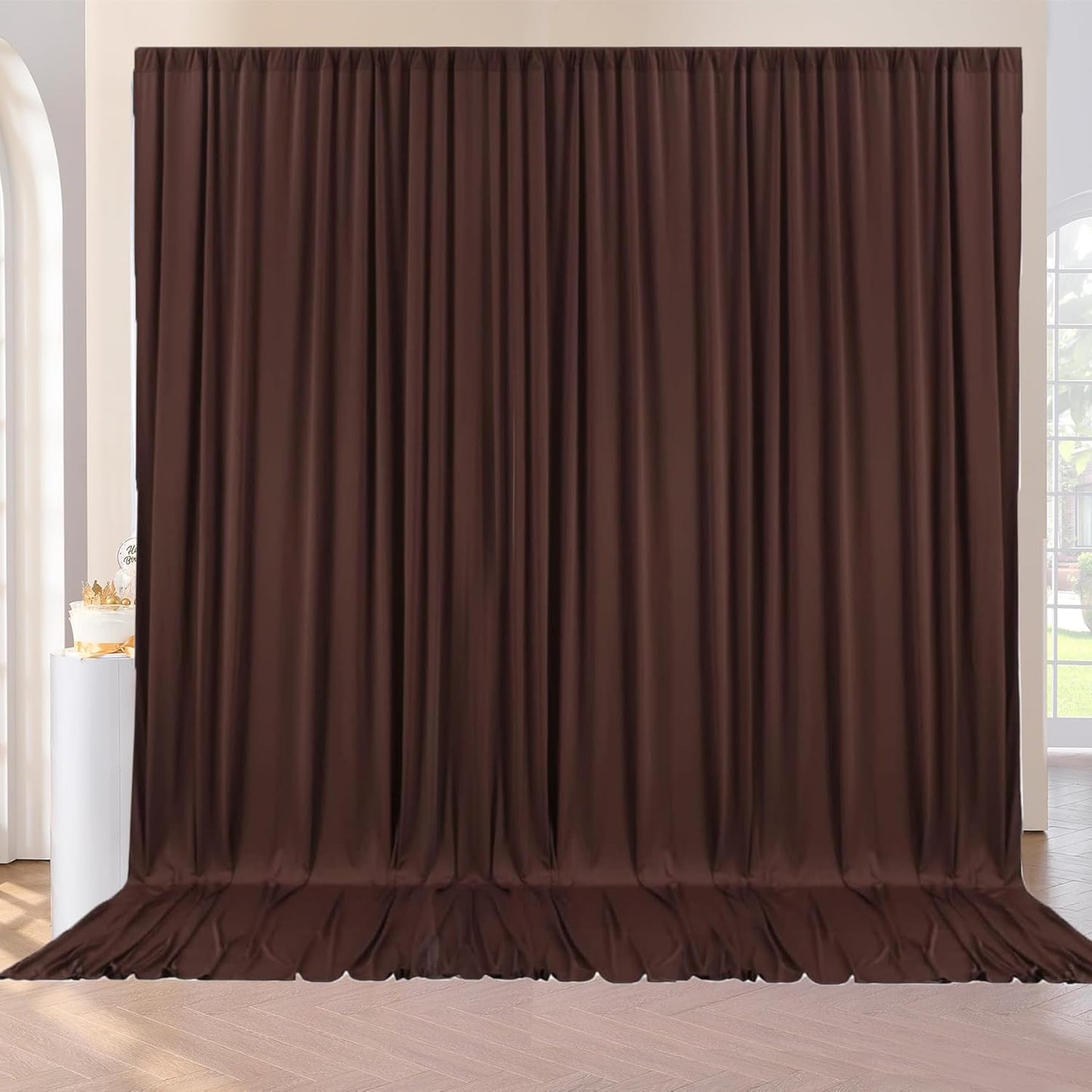 10ftx10ft Black Backdrop Curtains for Weddings Parties, Wrinkle Free 2 Panels Silky Polyester Photo Backdrop Drapes Back Drop Cloth Drapery for Birthday Mother'sDay Photography Background