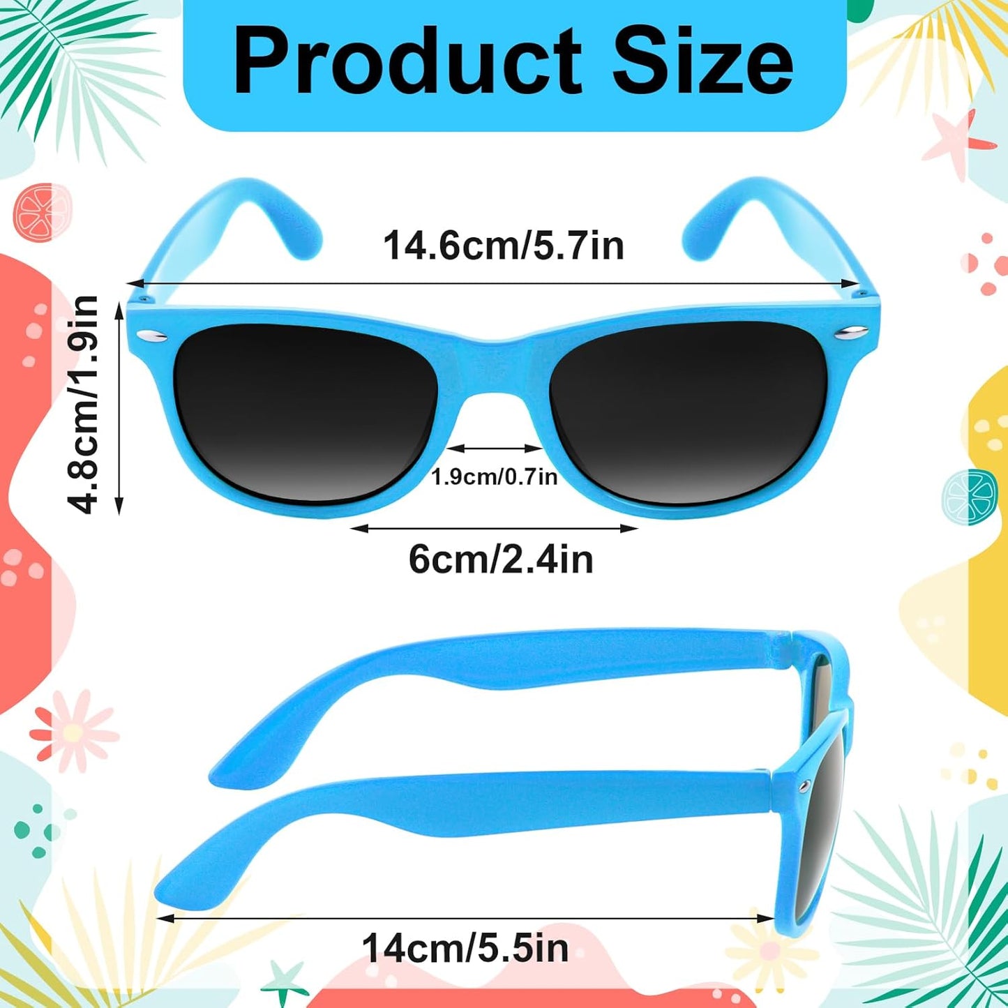 NEBURORA 6 Pack Black Sunglasses Bulk Retro Black Shades Party Sunglasses for Adult Men Women Summer Beach Party Accessories