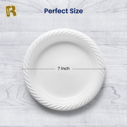 R-kay Plastic Bowls - 100 Count Microwavable Disposable Bowls - Strong Heavy Duty And Sturdy White Plastic Bowls Disposable (12 OZ, 100)