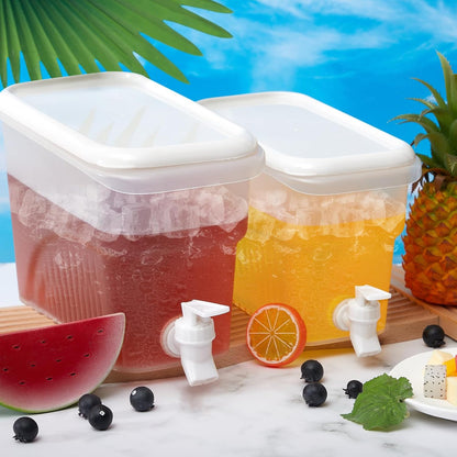 Hoolerry 4 Pack 0.8 Gallon Drink Dispenser for Fridge with Spigot Plastic Beverage Dispenser for Juice Lemonade Iced Tea Water Refrigerator Drink Container for Parties