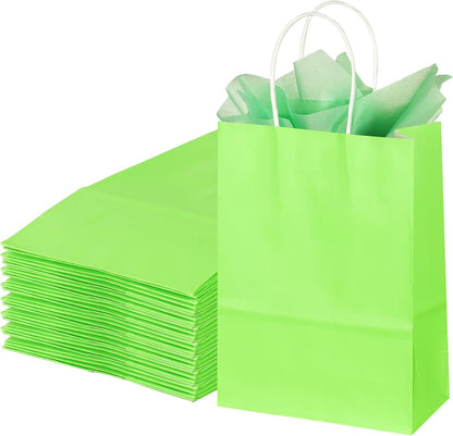 BLEWINDZ 32 Pieces Gift Bags with 32 Tissues, 8 Colors Party Favor Bags with Handles, Rainbow Gift Bag for Wedding, Birthday, Party Supplies and Gifts