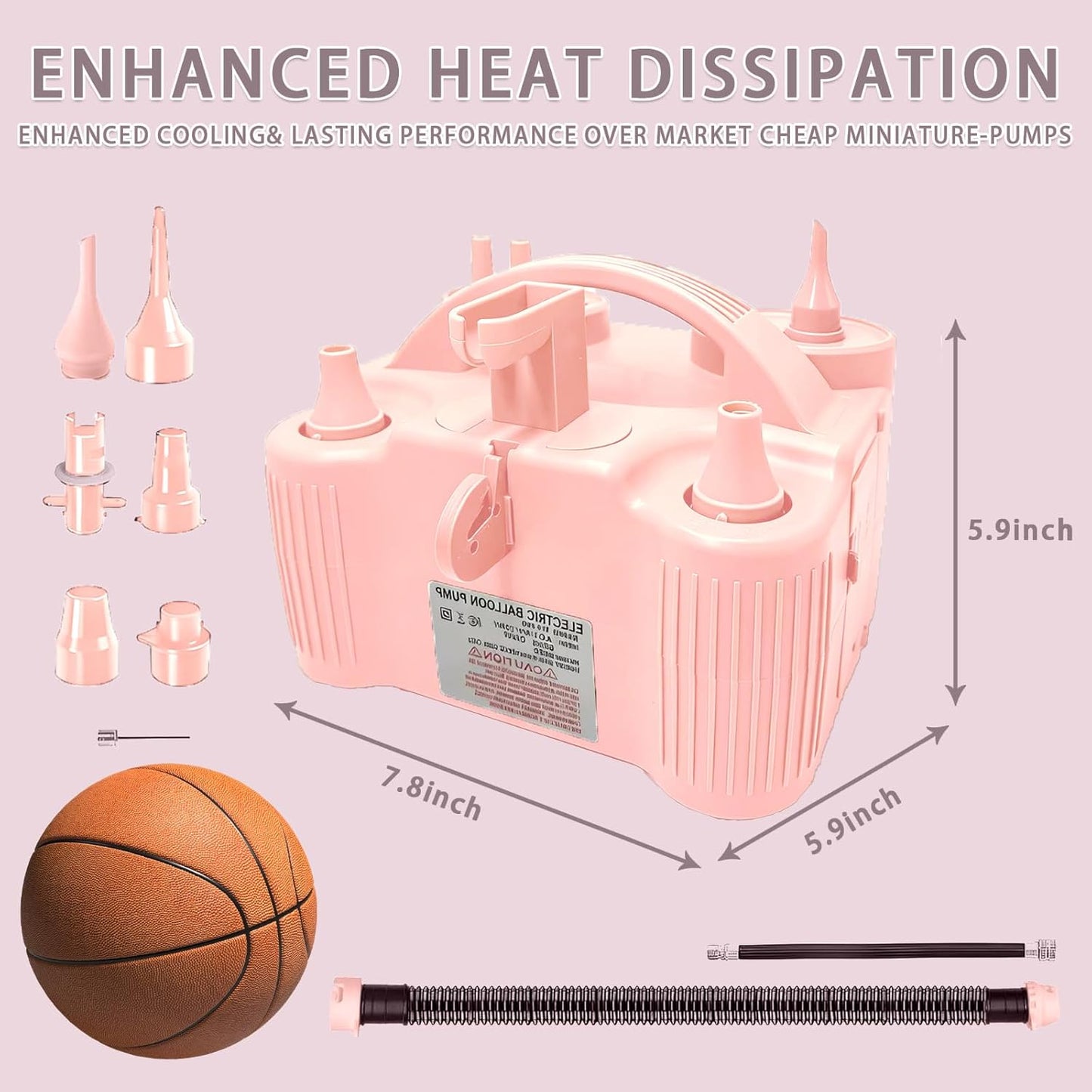 4-in-1 Electric Balloon Pump for All Balloons, Inflatables, and Sports Balls, Portable High Power Triple Inflating Ports for Latex Foil 260q Mylar Balloon