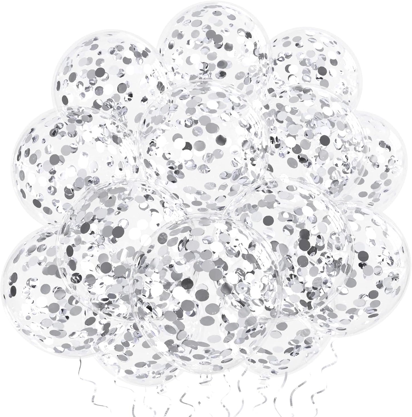 25 Pcs Rainbow Confetti Balloons, 12 Inch Thickened Clear Latex Balloon with Confetti Inside for Birthday Party Baby Shower Graduation Engagement Bridal Shower Decorations Supplies (Long Confetti)