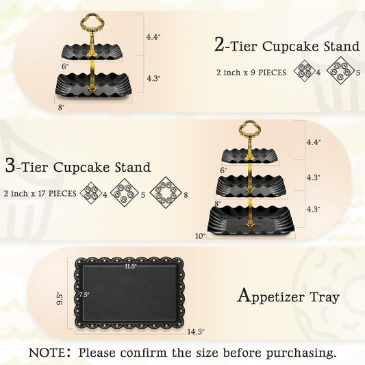 NWK 5 Piece Cake Stand Set with 2 x 3-Tier Cupcake Stands, 1 x2-Tier Cupcake Stands, 2 x Appetizer Trays, for Wedding Birthday Baby Shower Tea Party Decorations (White)