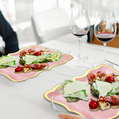 Havawish 24 Pcs 9" x 13" Pink Disposable Paper Serving Trays and Platters Food Platters for Parties White Trays Cupcake Platter Bandejas Decorativas para Fiestas for Birthday Party Weddings
