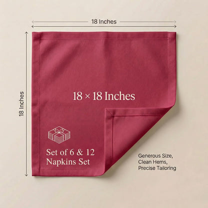 ACCENTHOME Natural Cotton Linen Napkin Set of 12 18x18 inch Dinner Napkins - Washable Soft Premium Hotel Quality Reusable Hemmed Edges Napkins Perfect Table Linens for Family Dinners, Weddings