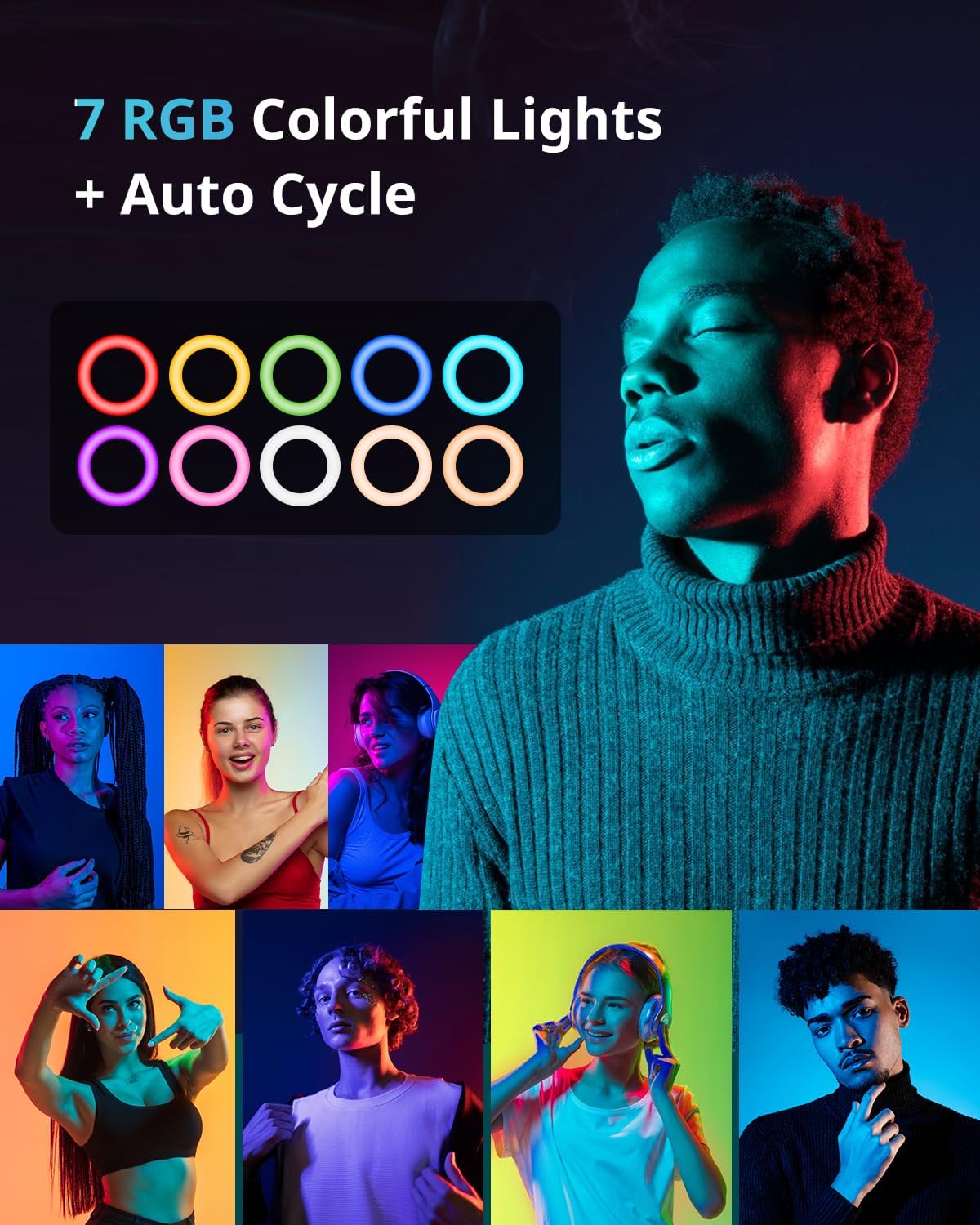 UBeesize 12'' LED Ring Light with 62'' Tripod Stand, Selfie Ring Light for Video Recording, Live Streaming, TikTok & YouTube, Compatible with iPhone & Android (Black)