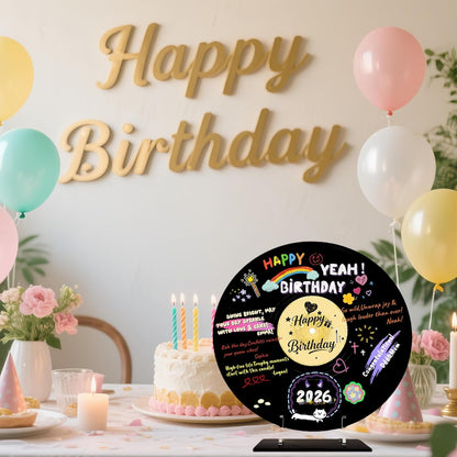 REEGII Vinyl Record Style Birthday Guest Book for Birthday Decorations - Large 11.6"x11.6" Sign-In Poster with 12 Pens | Unique Keepsake Gift for Birthday Party Decor (Happy Birthday, Golden, 11.6"L x 11.6"W)