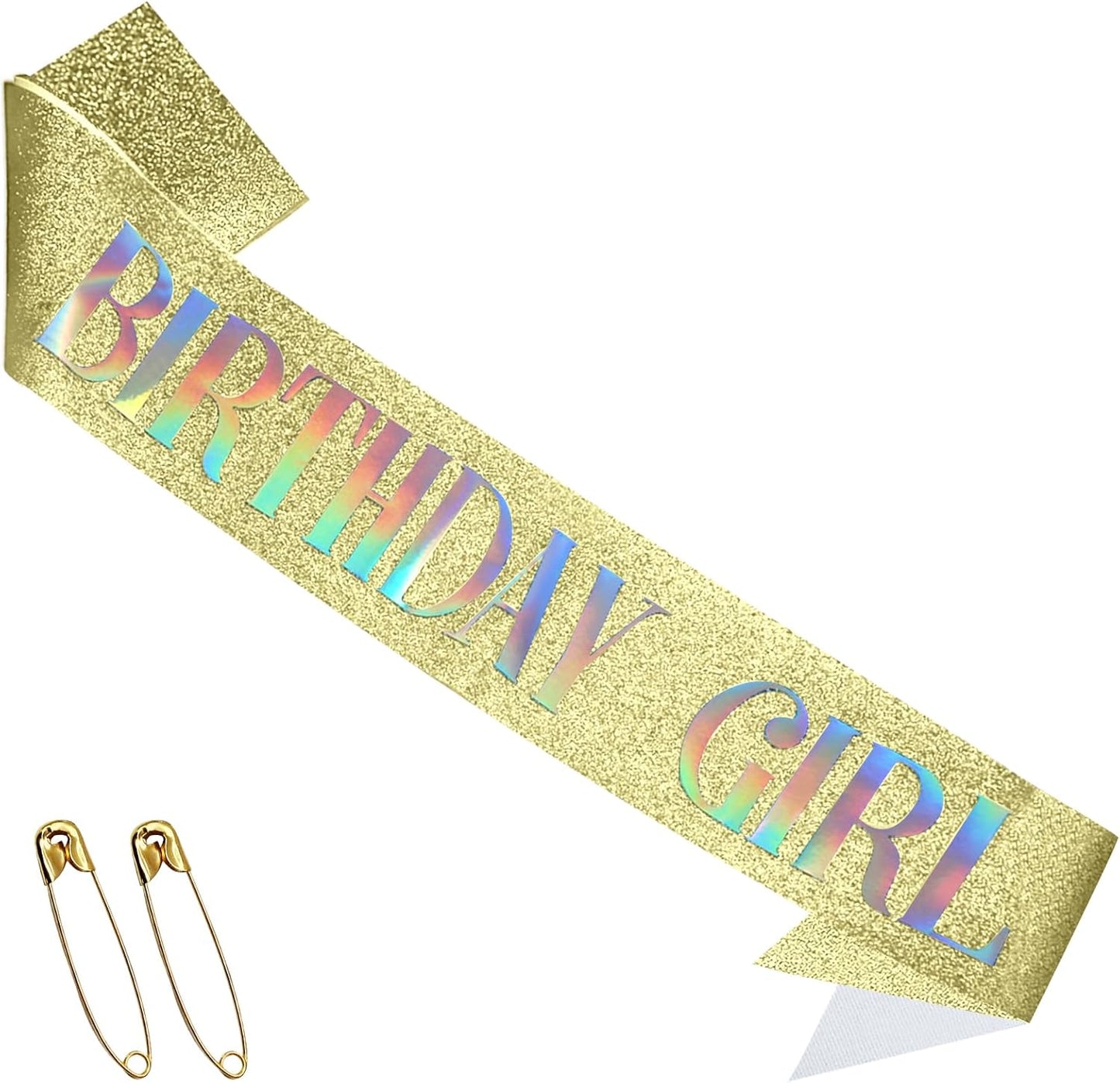 RUDONG M Birthday Girl Sash Glitter - Silver Birthday Sash for Women & Girls | Sweet 16/18th/21st/30th/40th/50th/60th/70th, All-Age Celebration Party Decor