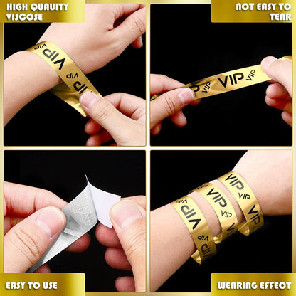 Teling 500 Pack VIP Plastic Wristbands Bracelets Party for Events VIP Custom Wristbands Plastic Bracelets Tear proof Waterproof Wrist Bands Arm Bands for Events Concerts
