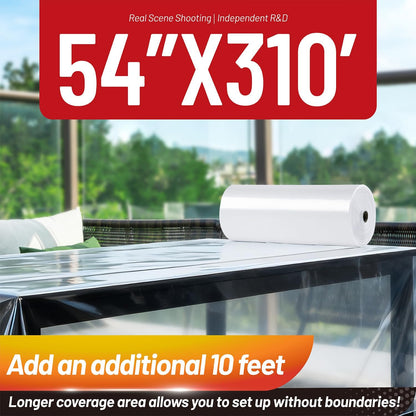 Plastic Table Cloth, 310 Ft X 54 in Disposable Tablecloth White Plastic Tablecloth with Any Cut Sliding Cutters Premium Table Cover Roll for Picnics, Parties, Birthdays, Weddings