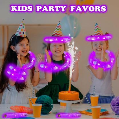 Orange Glow Sticks Party Favors Supplies for Kids 24 PCS,4th of July LED Light up Pop Tubes for Toddlers,Neon Necklaces Bracelets Accessories,Birthday Dance Party 250th Anniversary Camping Toys Gifts