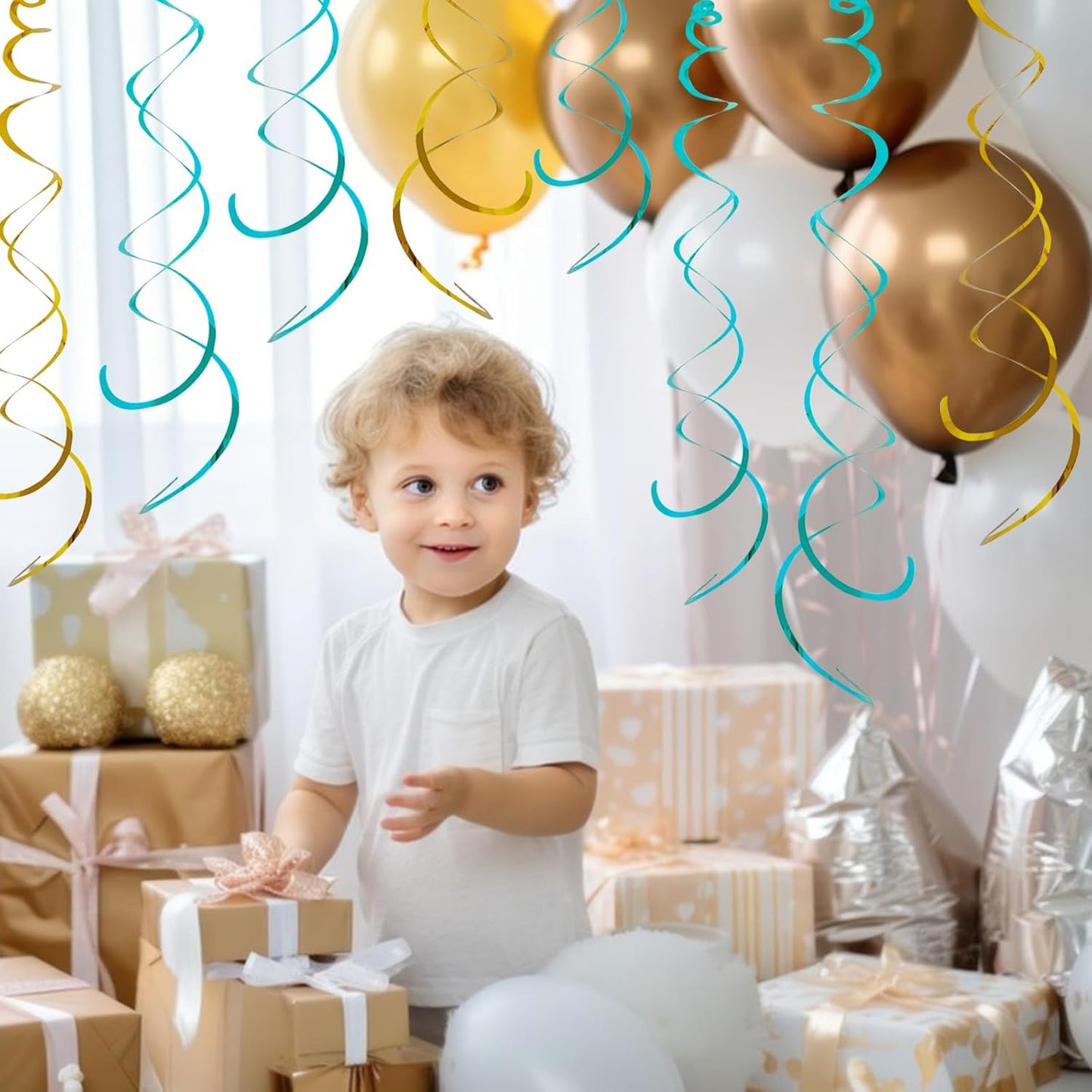 30 Pieces Hanging Swirl Party Decorations Foil Decorations Ceiling Swirl Spiral Hanging Plastic Streamer for Ceiling Birthday Graduation Wedding Celebration Baby Shower Party Supply (Black)