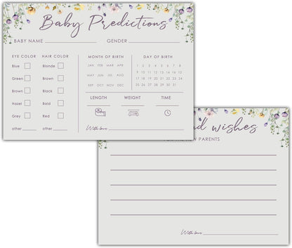 Baby Predictions and Advice Cards, 5" x 7" Pink Baby Shower Predictions Cards, Daily Party Games & Activities Favors for Newparents - G08