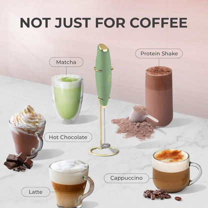 Zulay Kitchen Powerful Milk Frother Wand With Duracell Batteries - Ultra Fast Handheld Drink Mixer - Electric Whisk Foam Maker for Coffee, Lattes, Cappuccino & Matcha - Z1 Motor - Black - Colors D
