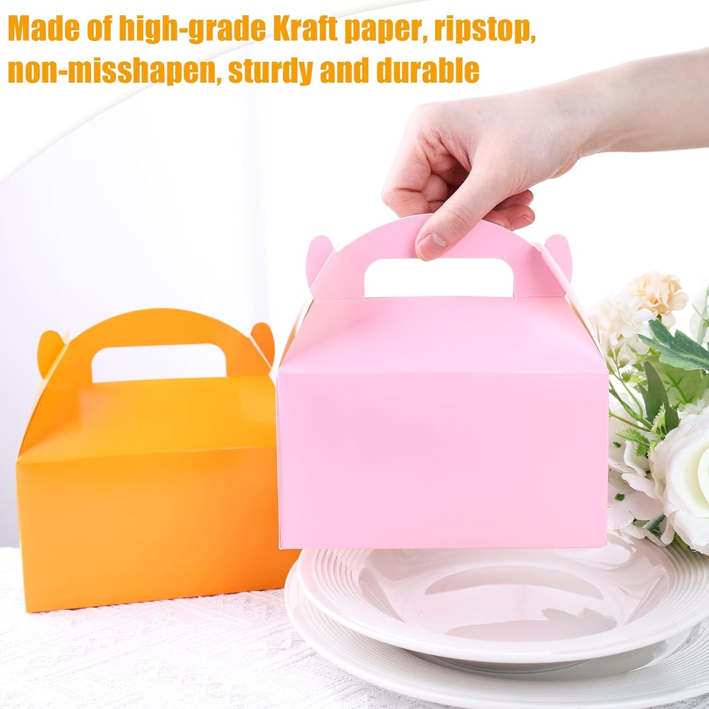 VGOODALL 16PCS Gable Treat Boxes Goodie Bags, 6x3.5x3.5inch Colorful Paper Gift Boxes for Kids Snacks, Candy, Toys, Birthday Party, Wedding