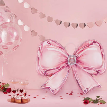 Princess Castle Pinata Set - Coquette Pink Castle Pull String Piñata with Blindfold and Stick for Girls Princess Themed Birthday Party Decorations, Winter Fairy Piñata (16.5 x12.4'')