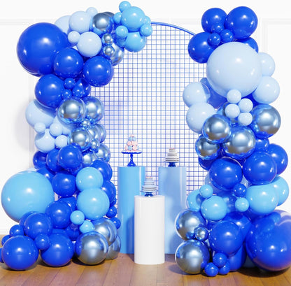 Navy Blue Gold Balloons Garland Kit, 120 pcs Navy and Gold Confetti White Balloons Arch for Graduation Birthday Party Baby Shower DIY Decoration