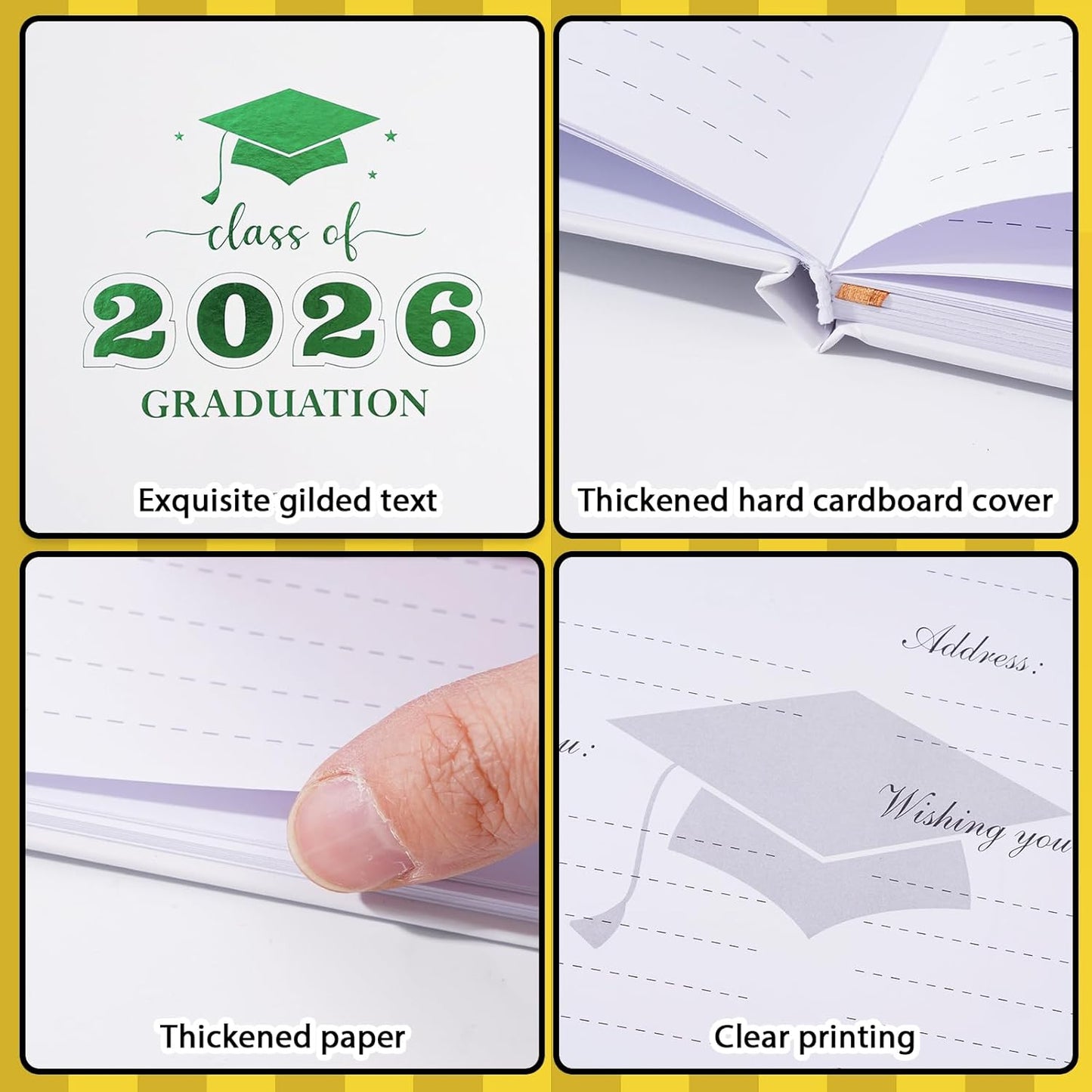 Graduation Guest Book, Class of 2026 Graduation Guest Book with Pen, Hardcover Guest Sign in Book, Memory Scrapbook, Graduation Decorations, Grad Party Supplies for High School，College (Blue)