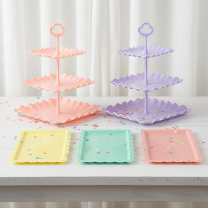 NWK 5 Piece Cake Stand Set with 2 x Large 3-Tier Cupcake Stands, 3 x Appetizer Trays, for Wedding Birthday Baby Shower Tea Party Decorations (White)