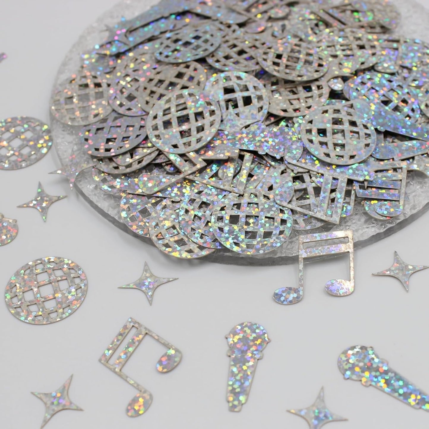 230PCS Disco Confetti, Glitter Disco Ball Party Decorations, Mini Disco Ball Confetti and Music Note Confetti for Disco/Music Party Decorations