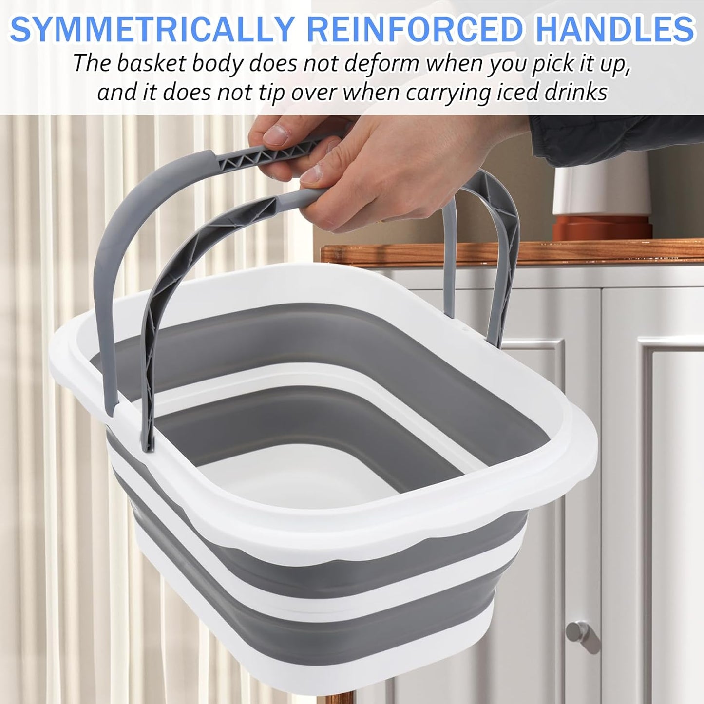 2 Pack Ice Buckets for Parties, Foldable Beverage Tub, Collapsible Ice Bucket for Wine Beer Champagne, Large Beer Ice Buckets Drink Cooler, Space Saving Ice Storage Tub Ice Cube Bin (8.5L*2)