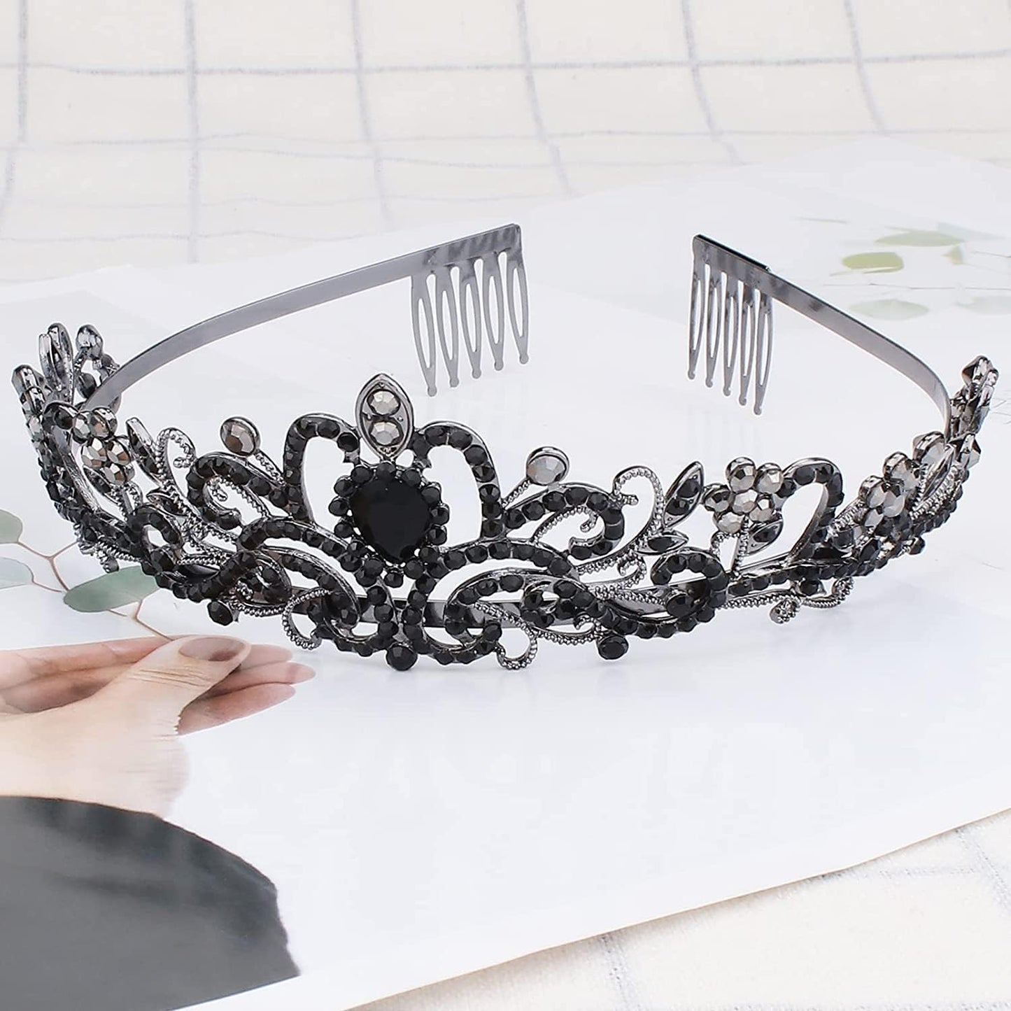 COCIDE Birthday Queen Sash & Rhinestone Tiara Set Gold Happy Birthday Crowns for Women Party Decoration Kit Rhinestone Headband for Women Glitter Crystal Hair Accessories for Cake Topper