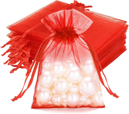 joycraft 50Pcs Organza Bags, 2x3 inch Gift Favor Bags, White Wedding Favor Bags, Jewelry Pouches with Drawstring, Mesh Bags Drawstring for Jewelry, Festival, Makeup, Candy, Desserts