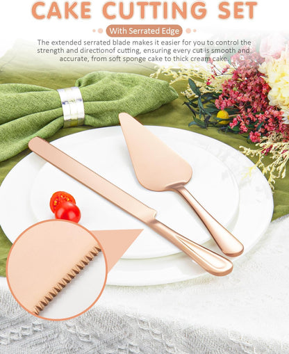 13-Inch Premium Cake Cutting Set for wedding，Exquisite Cake Knife and Server Set with Serrated Design, Ideal for Pastries, Pies, and Desserts (Silver)