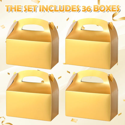 DjinnGlory 36 Pack White Party Favor Treat Boxes with Handle, DIY Paper Boxes for Baby Shower, Birthday, All Occasion, Small Gable Boxes for Small Business 6.18 x 3.58 x 3.38 Inches